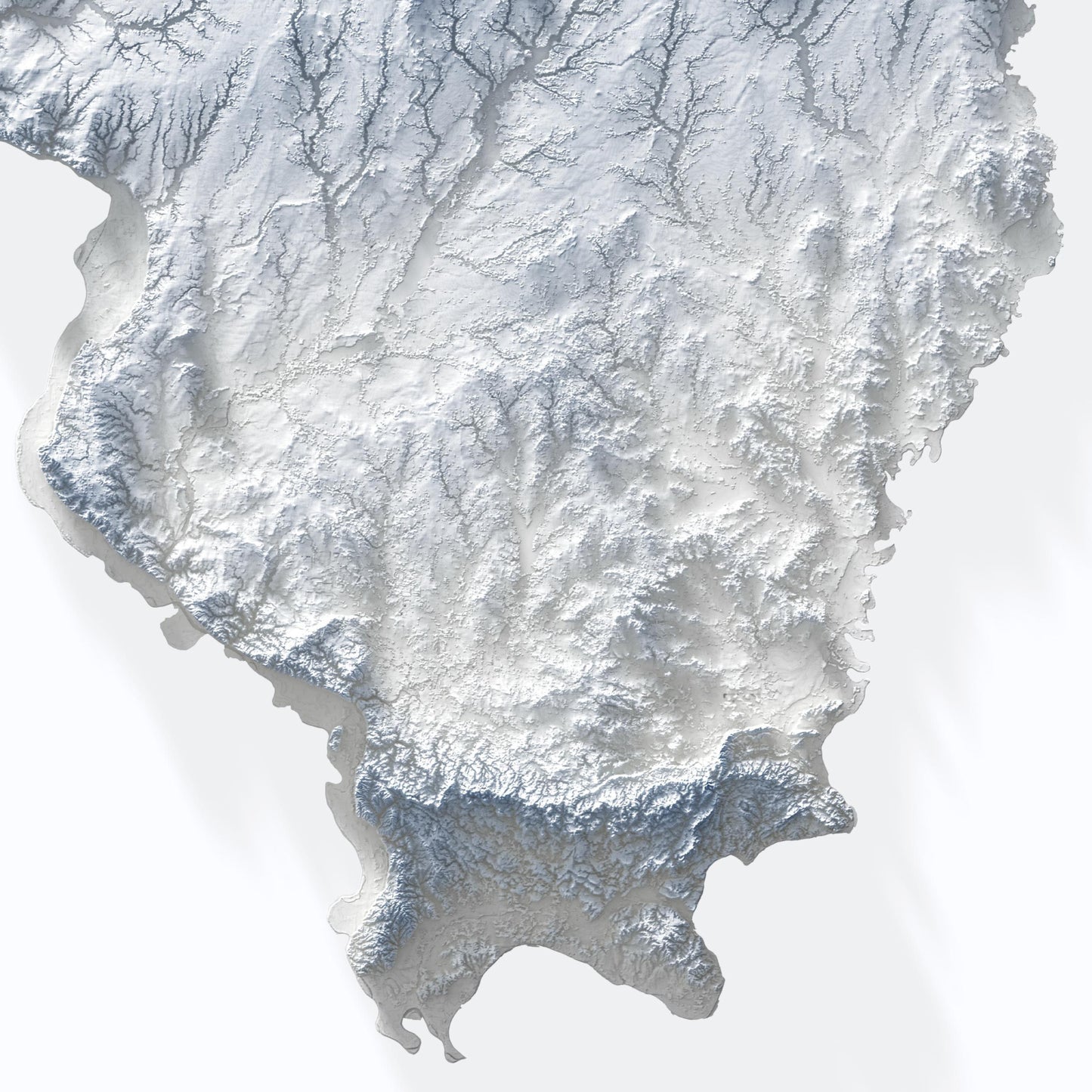 Illinois Topographic Map – Minimalist Style Giclée Print