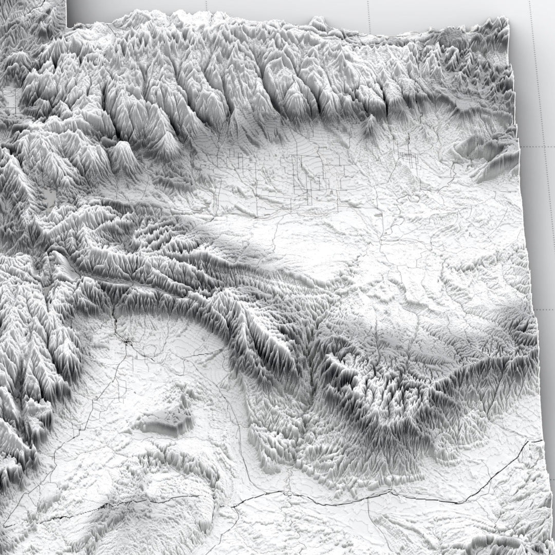 Utah 3D Relief Map – Minimal Elevation Wall Art (Monochrome)