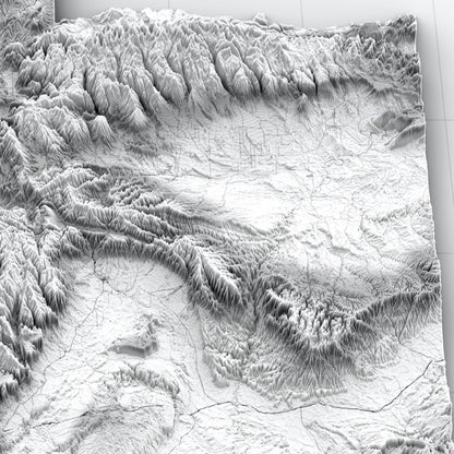 Utah 3D Relief Map – Minimal Elevation Wall Art (Monochrome)