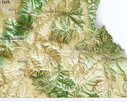 Utah County Topographic Map – Satellite Style Giclée Print