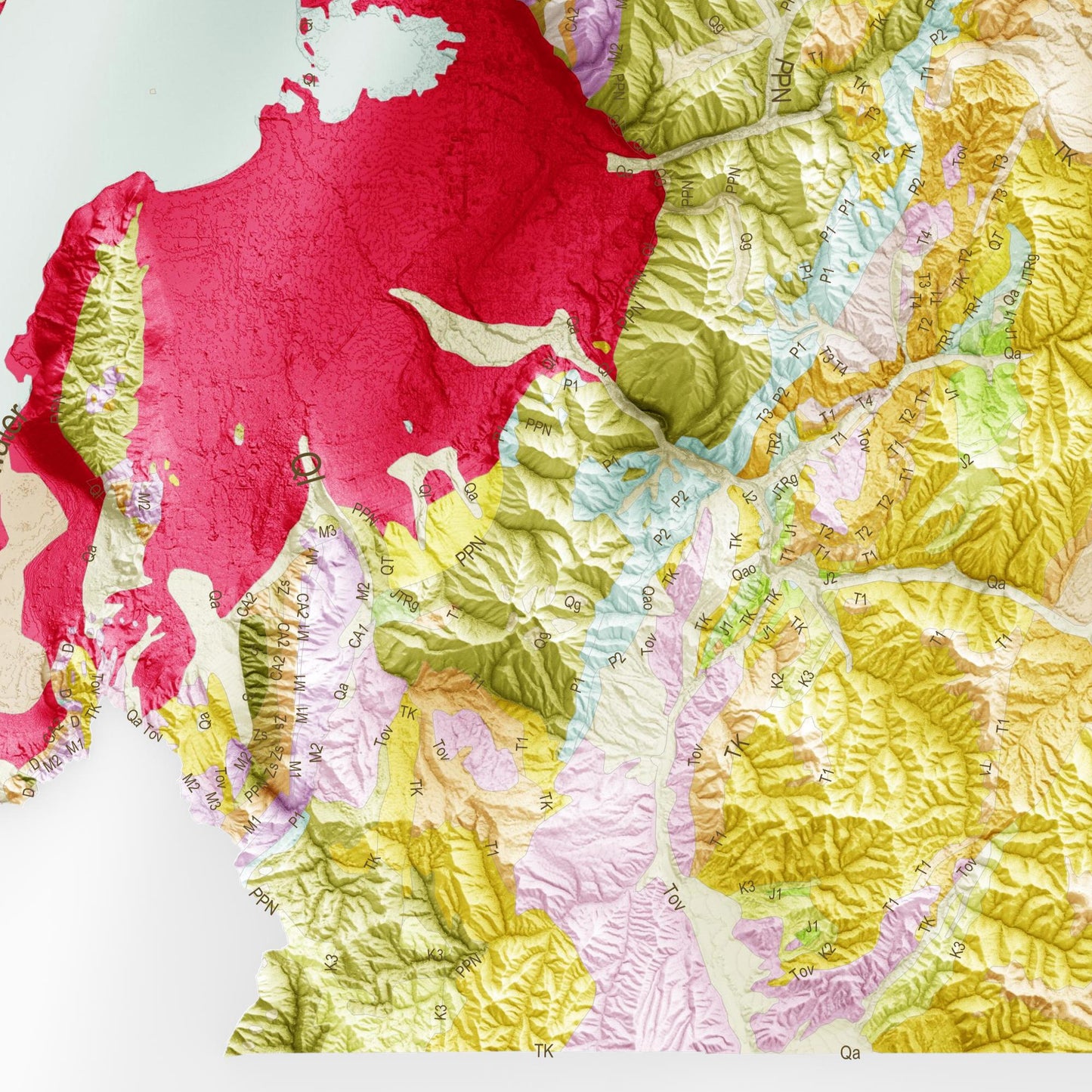 Utah County Topographic Map – Geological Style Giclée Print