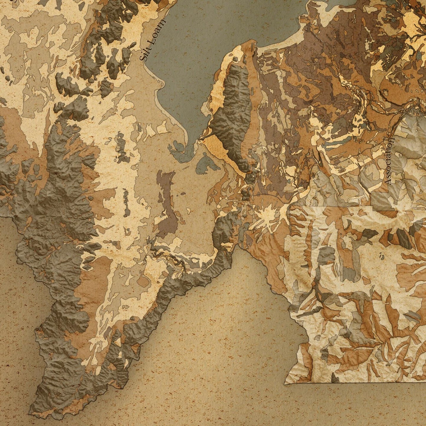 Utah County Topographic Map - Vintage Soil Style Giclée Print