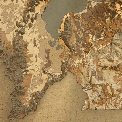 Utah County Topographic Map - Vintage Soil Style Giclée Print