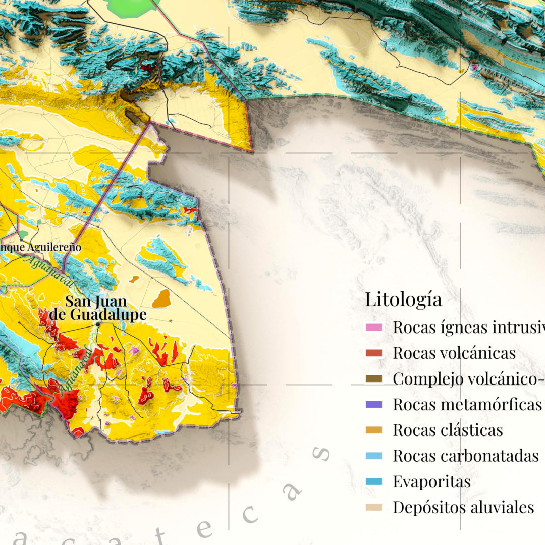 Comarca Lagunera (18 Municipios), México – Geological Shaded Relief Map
