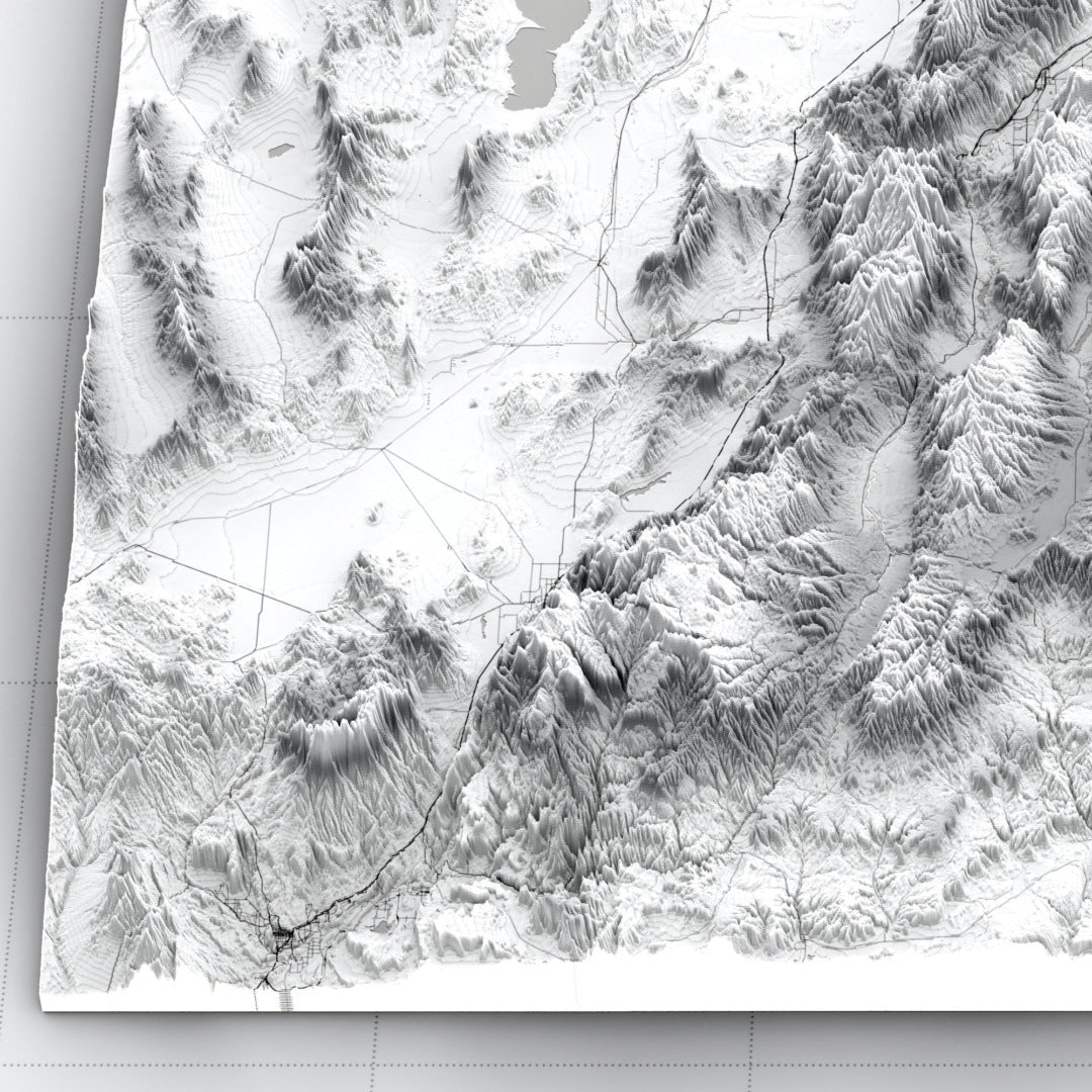 Utah 3D Relief Map – Minimal Elevation Wall Art (Monochrome)