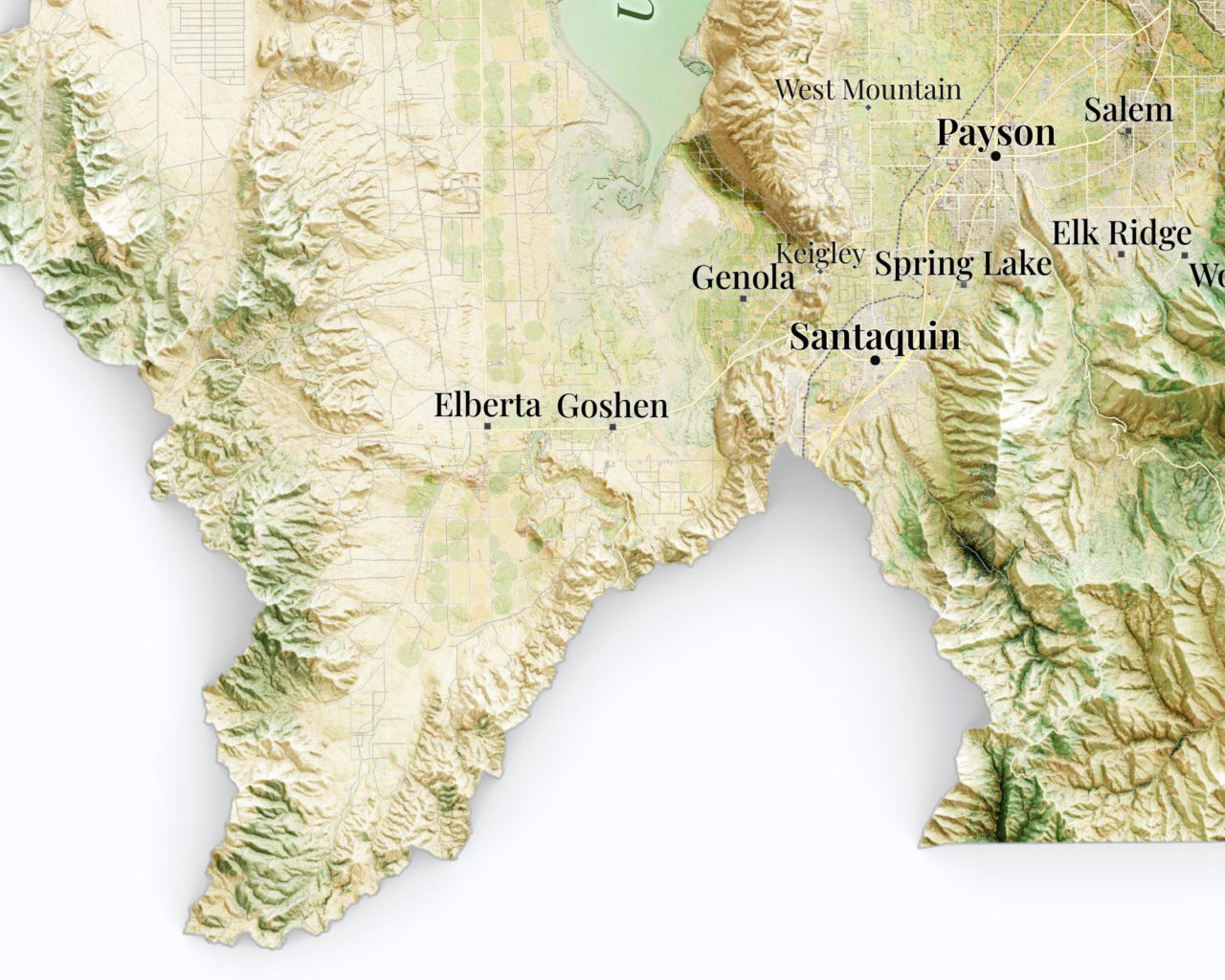 Utah County Topographic Map – Satellite Style Giclée Print