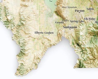 Utah County Topographic Map – Satellite Style Giclée Print